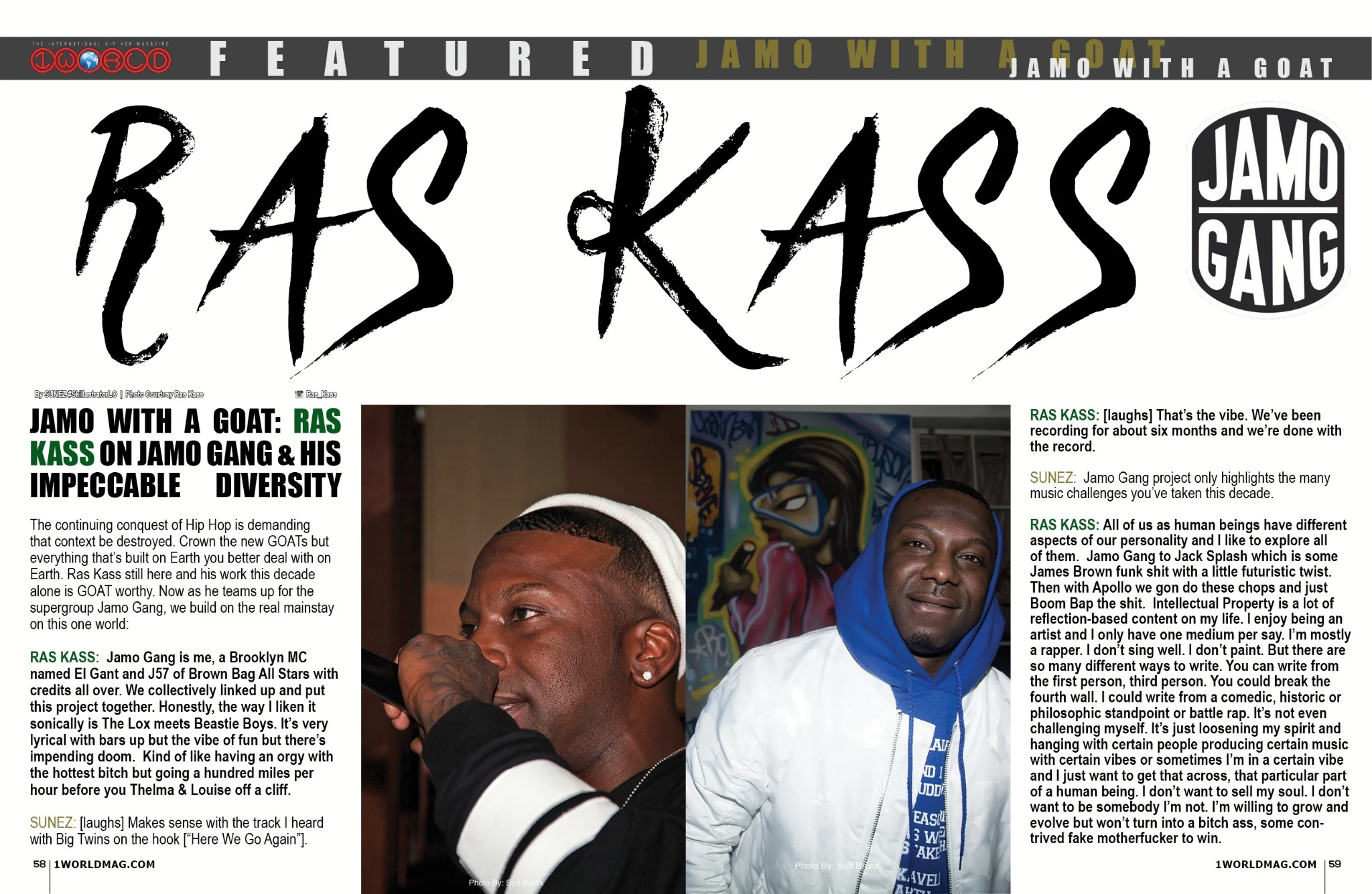 1World Magazine Ras Kass two-page spread