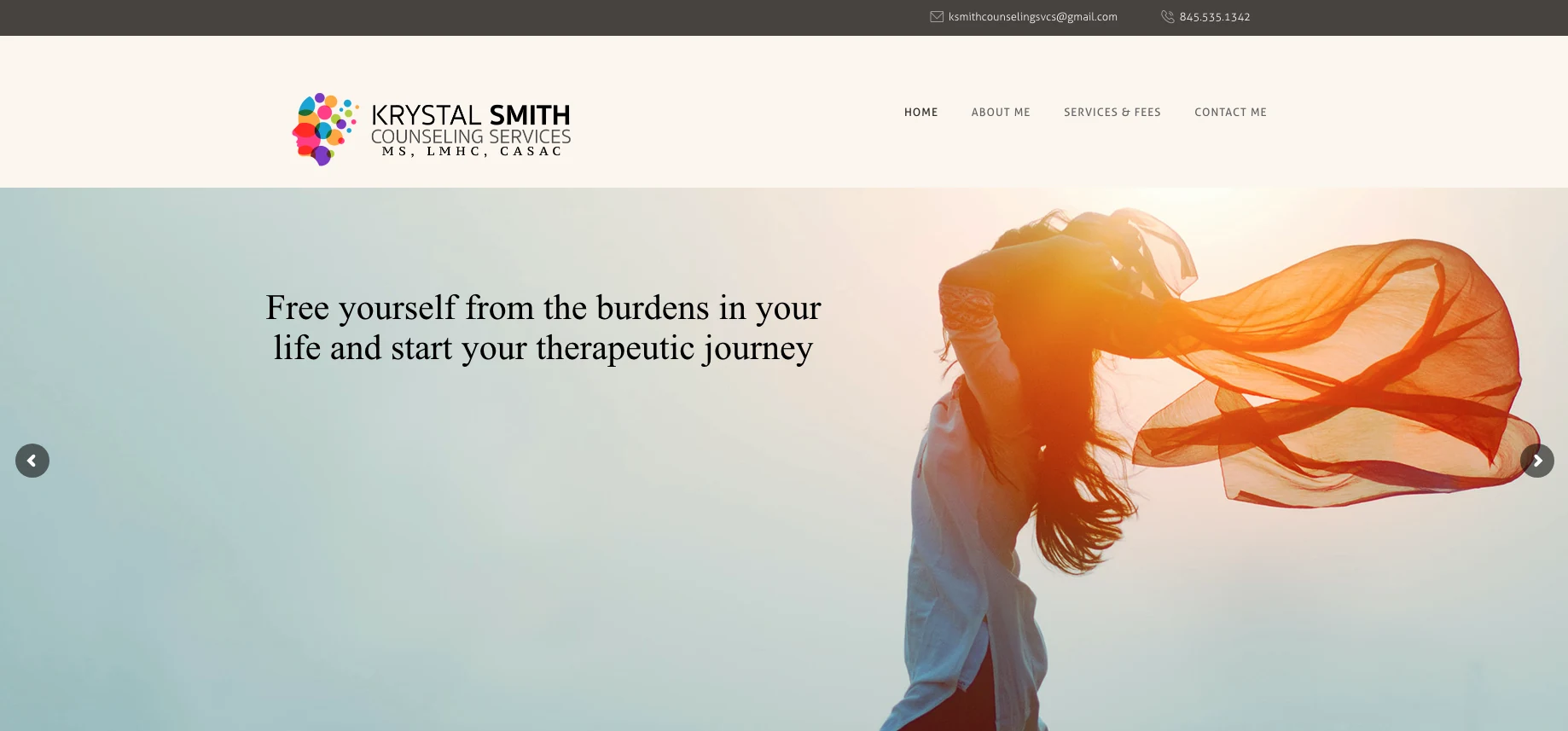 Krystal Smith website inside page