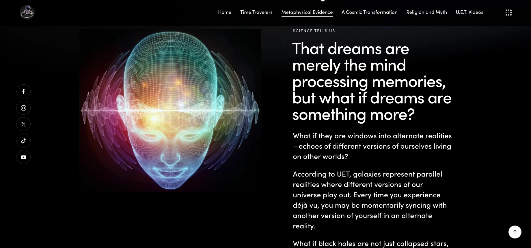 Uniplanetary Evolution Theory metaphysical evidence page